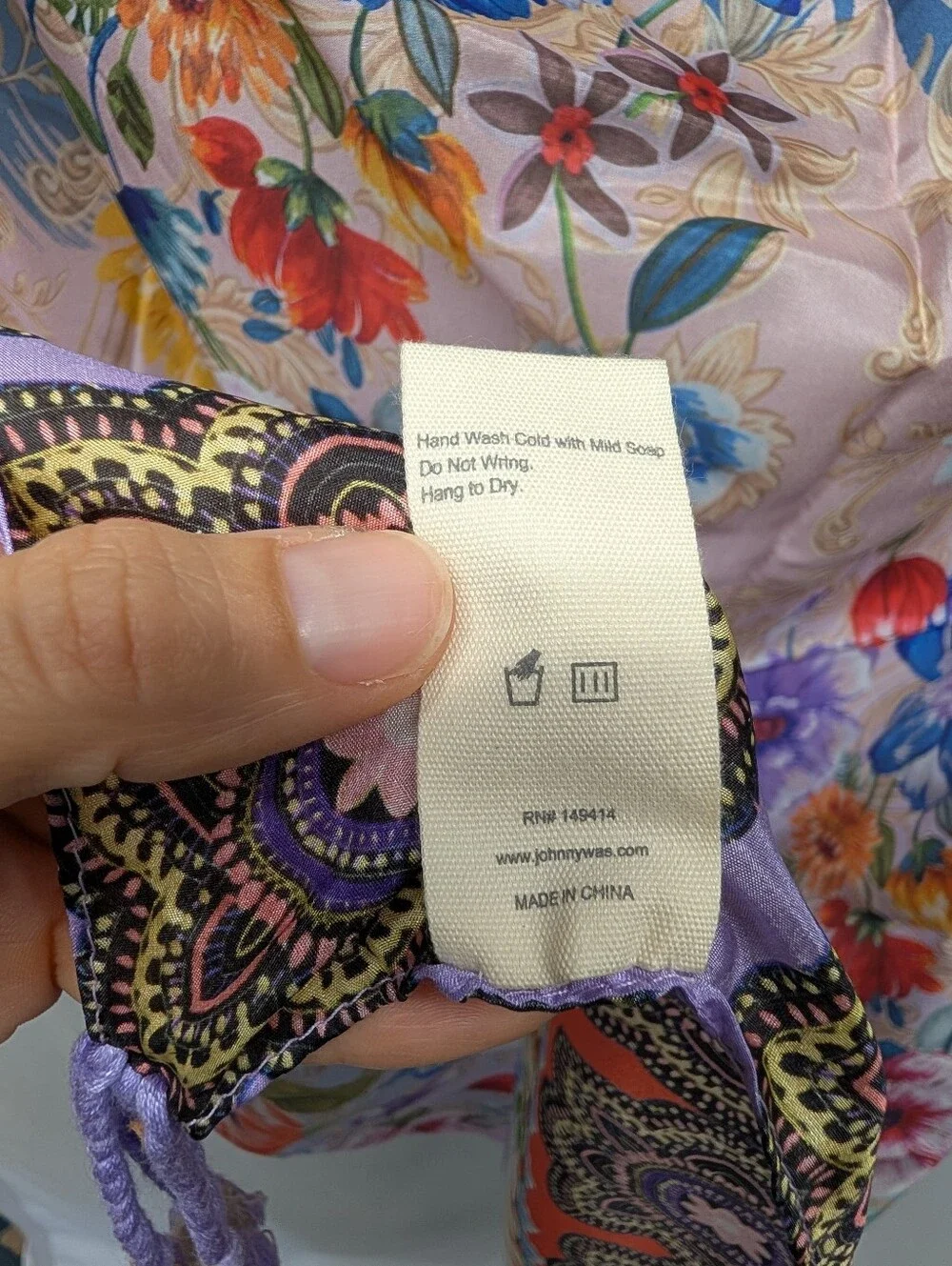 Johnny Was Floral Silk Satin Scarf Wrap - Deco Multicolor NWT